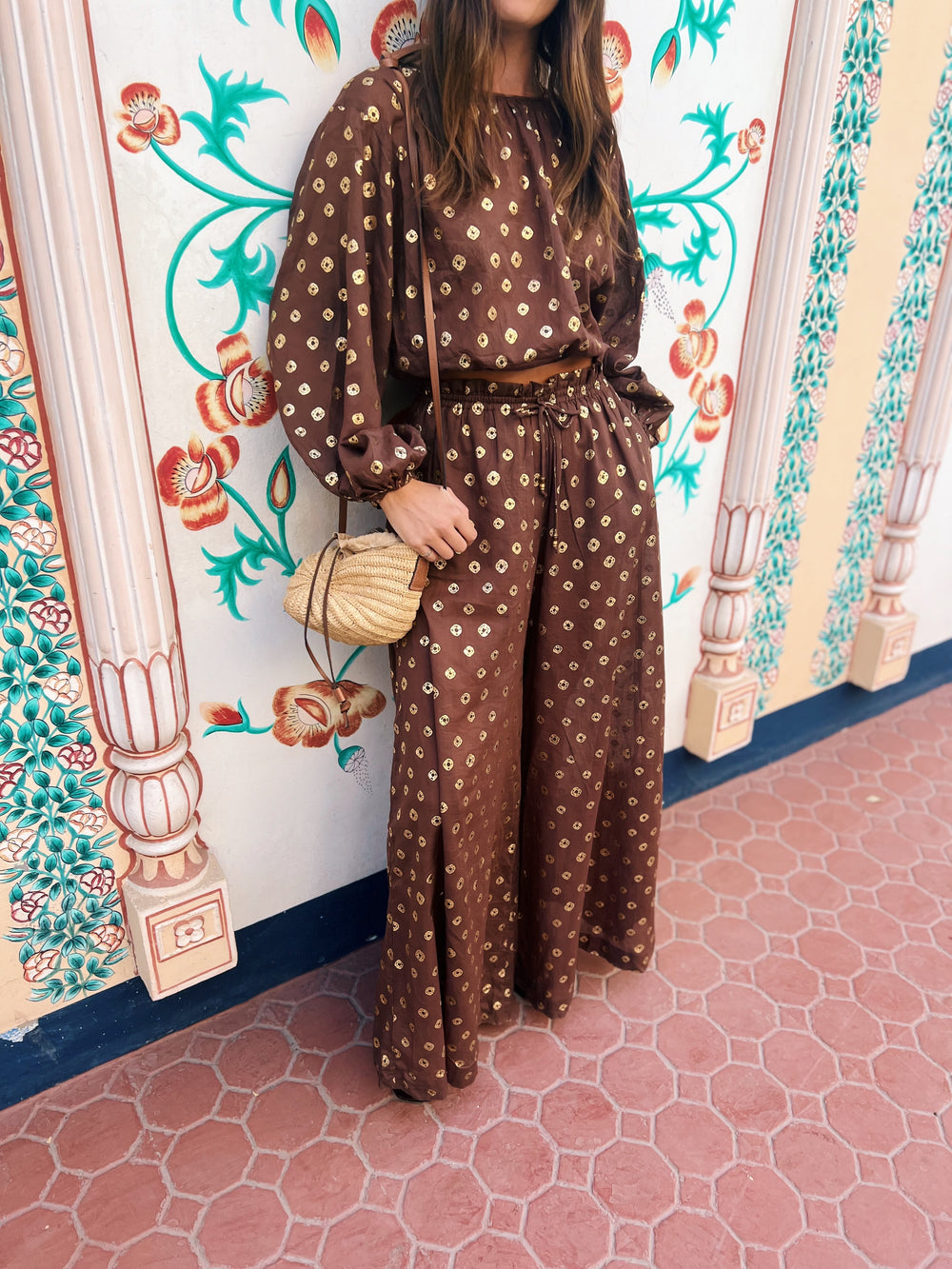 Bronzee Paperbag Wide Leg Pant | Boteh