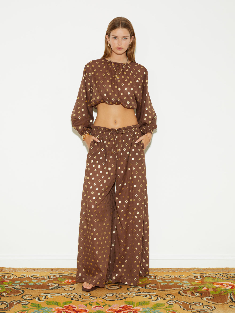 Bronzee Paperbag Wide Leg Pant | Boteh
