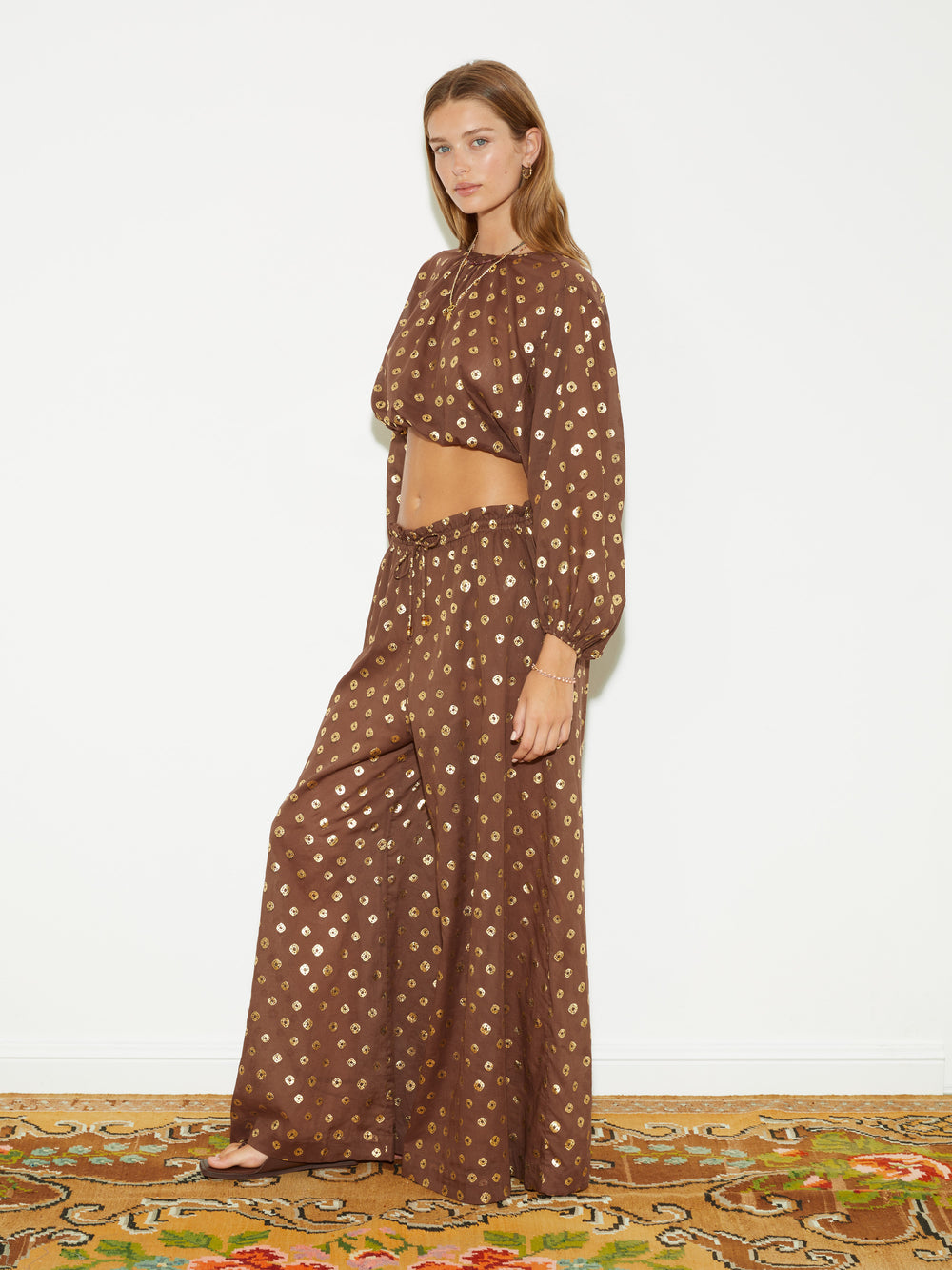 Bronzee Paperbag Wide Leg Pant | Boteh