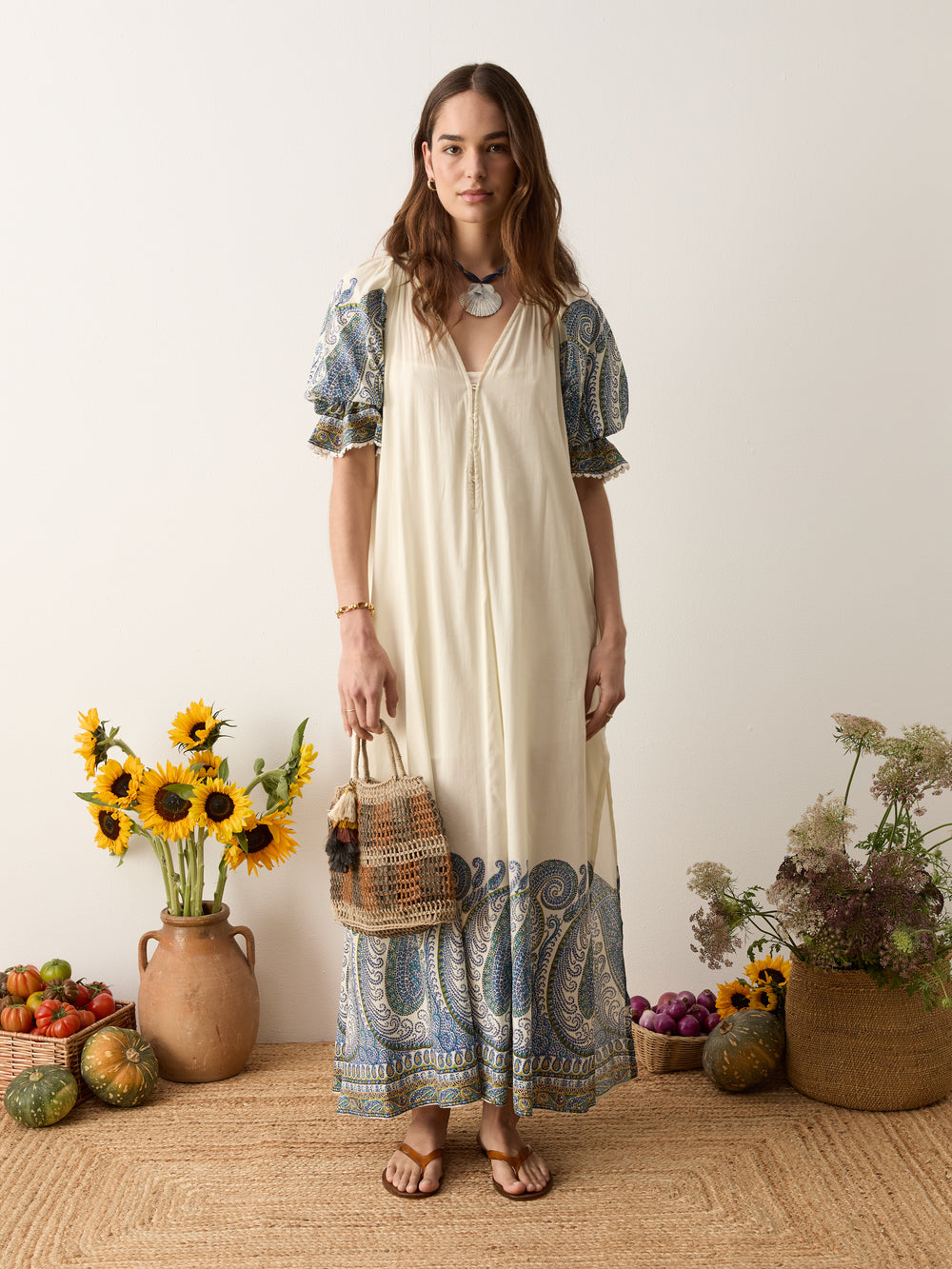 arcadia paisley puff sleeve maxi dress | Boteh