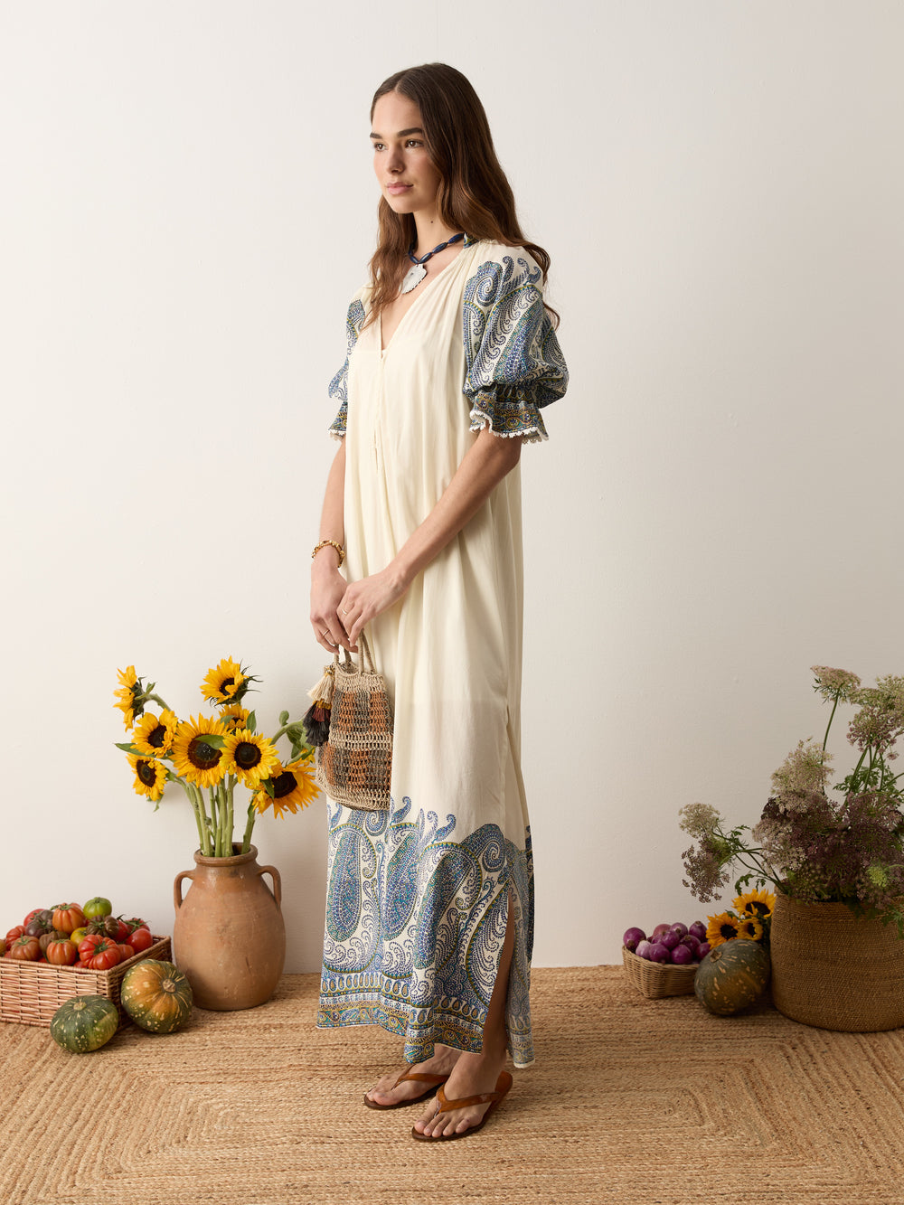 arcadia paisley puff sleeve maxi dress | Boteh