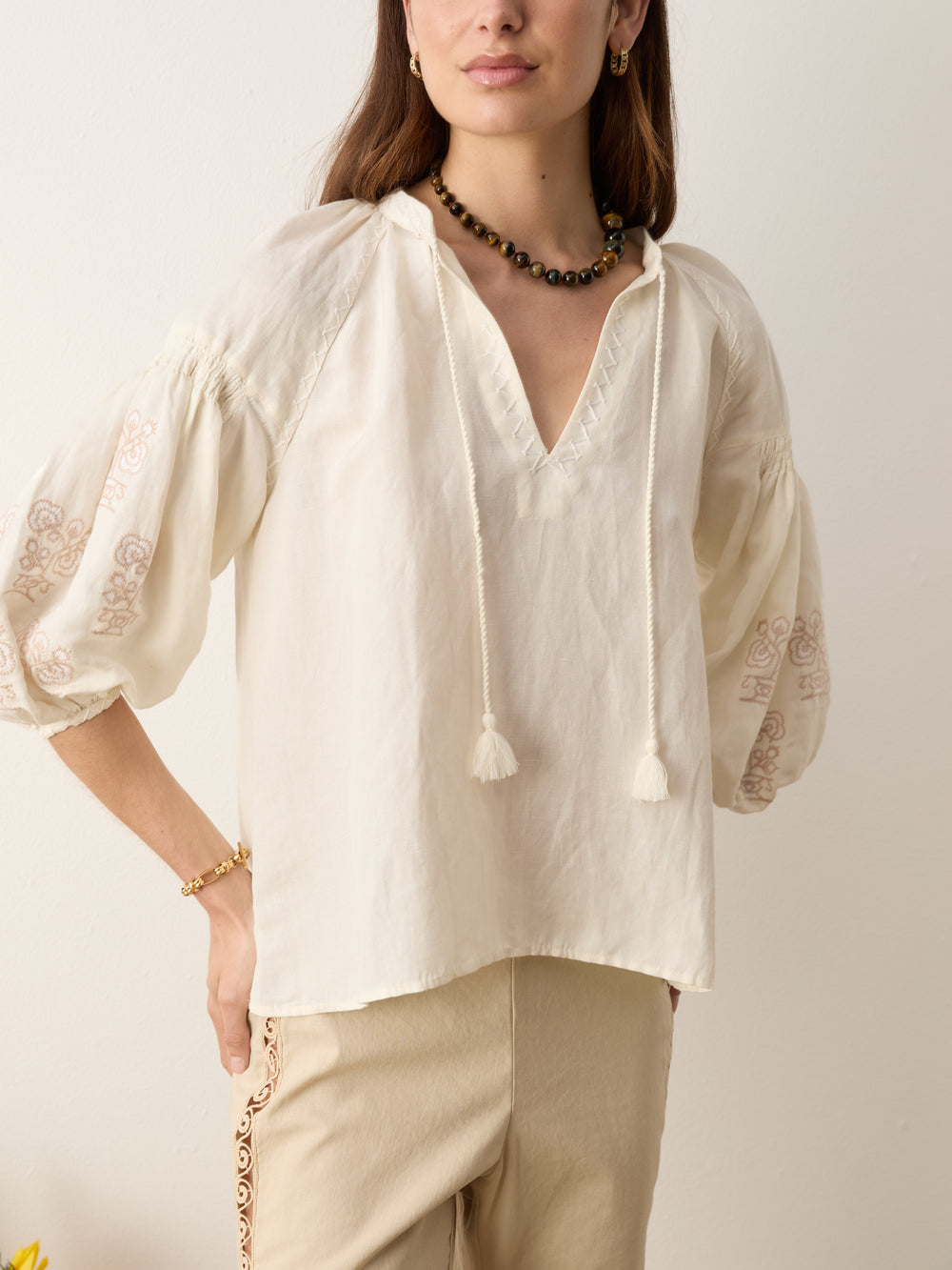 malissa embroidered blouse creme | Boteh