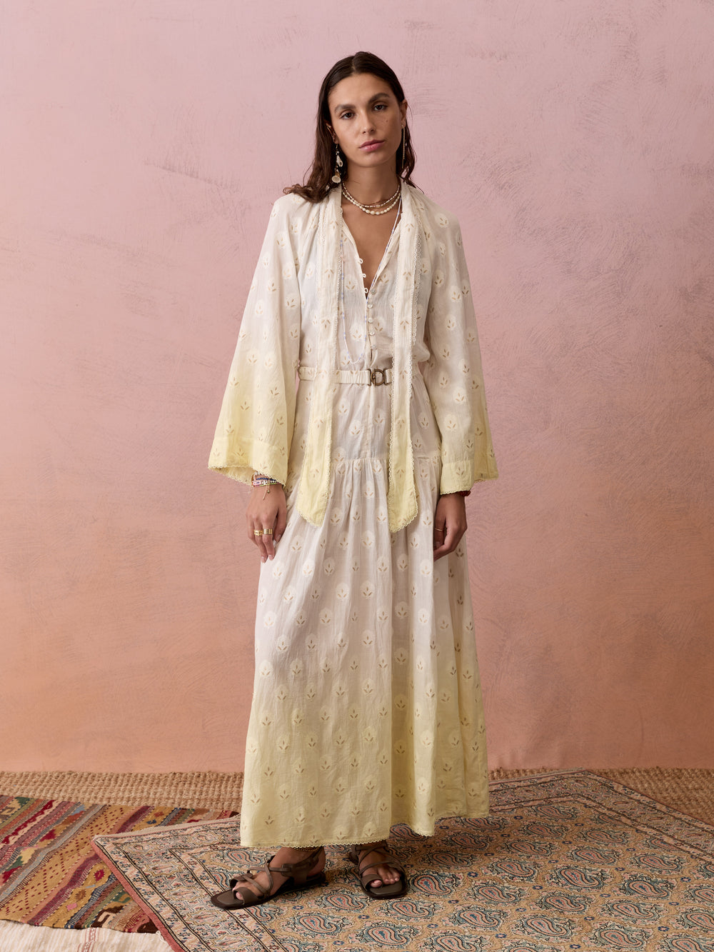 Vespara Wide Sleeve Maxi Smock Dress | Boteh