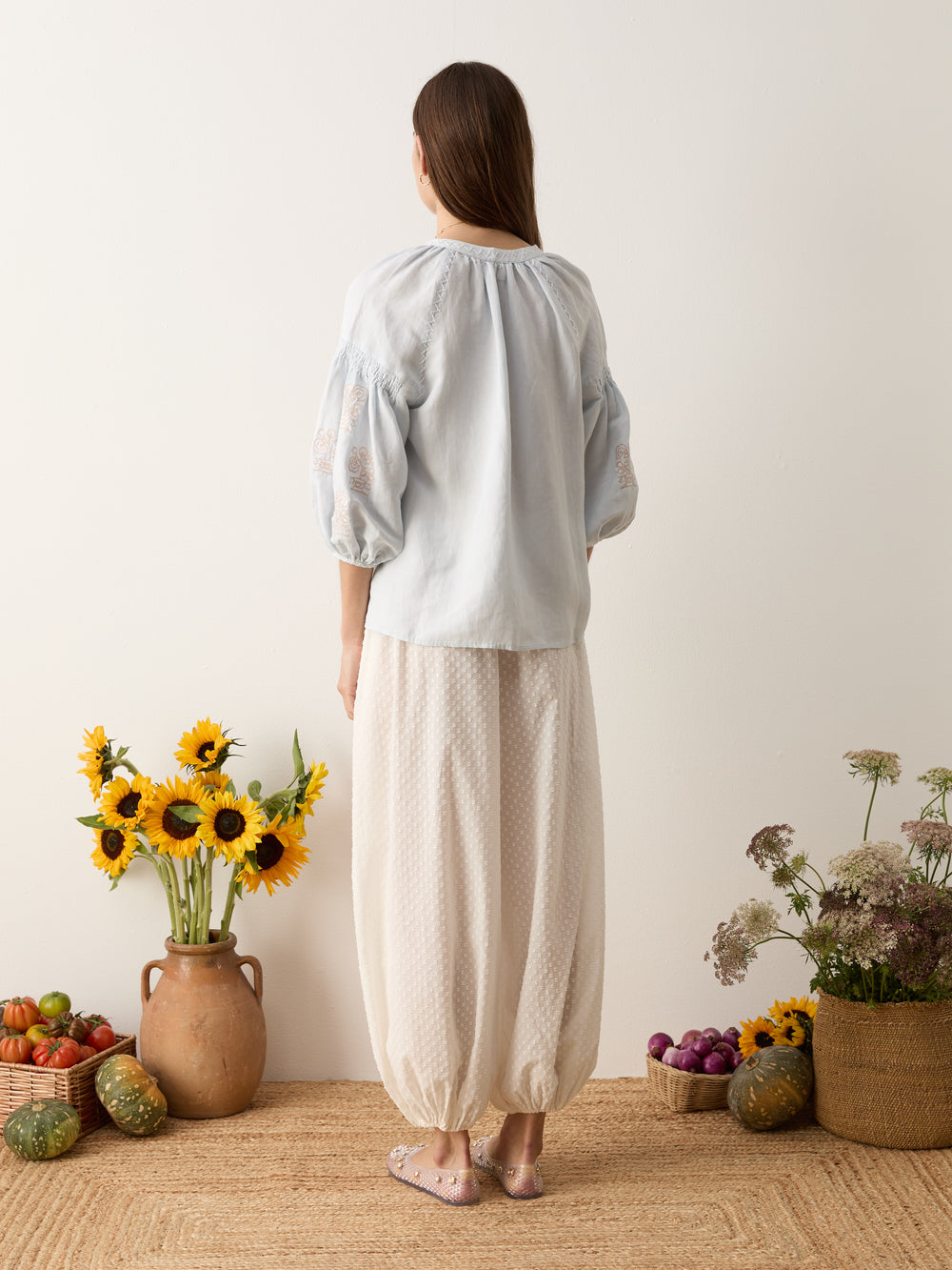 malissa embroidered blouse sky | Boteh