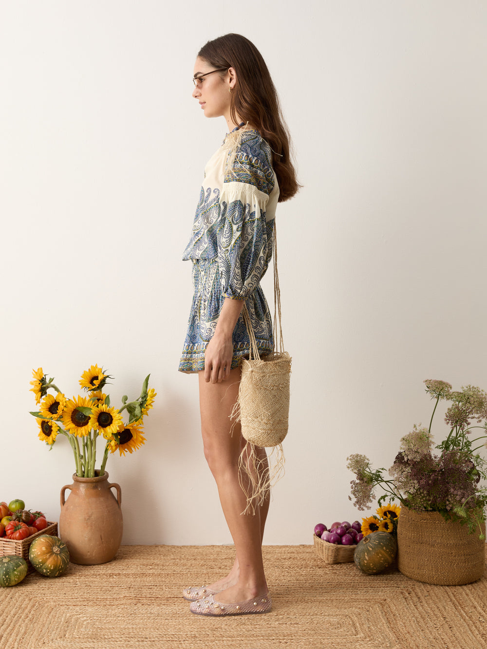 arcadia paisley shirred waist short | Boteh