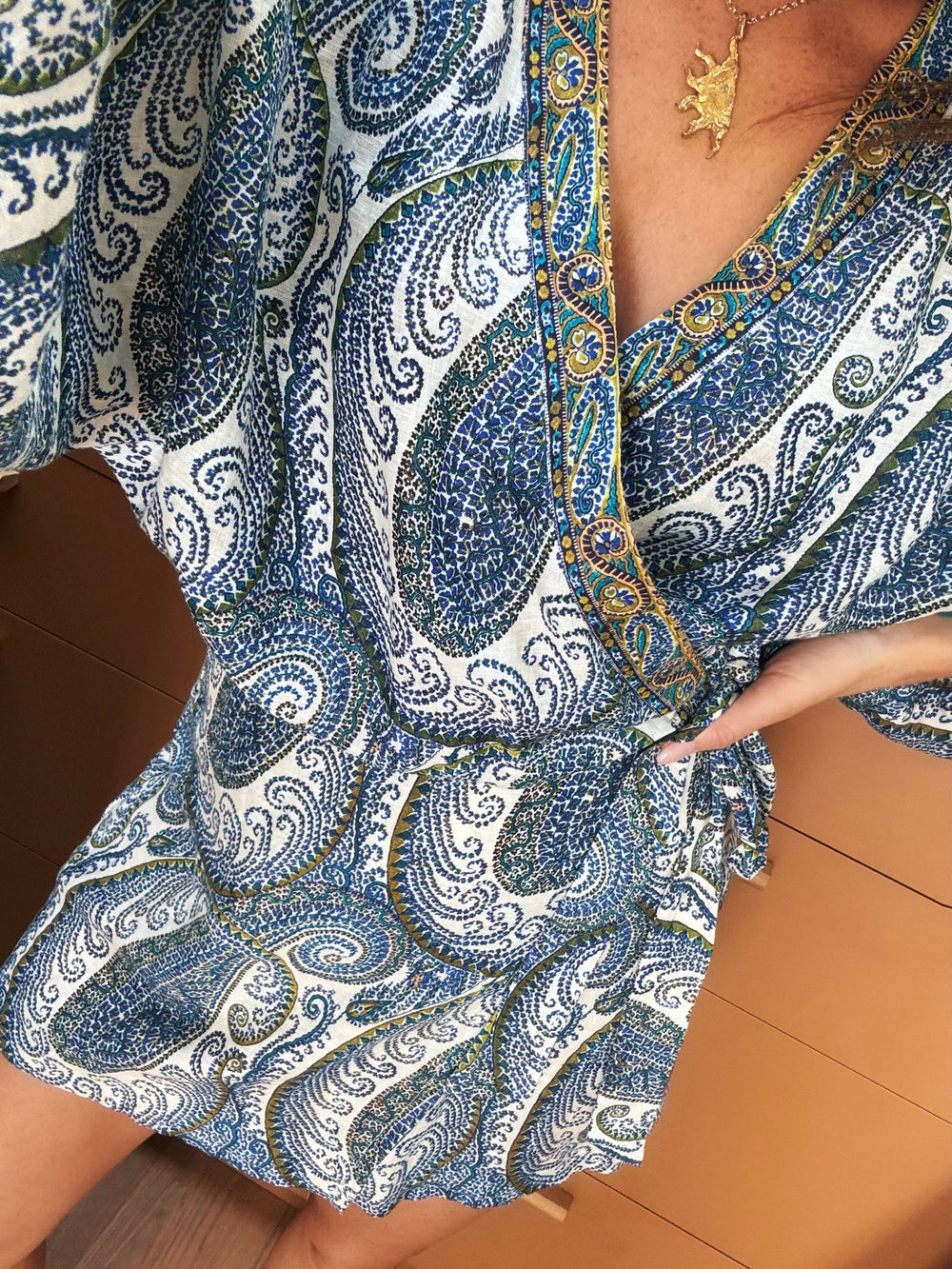 arcadia paisley mini robe dress | Boteh
