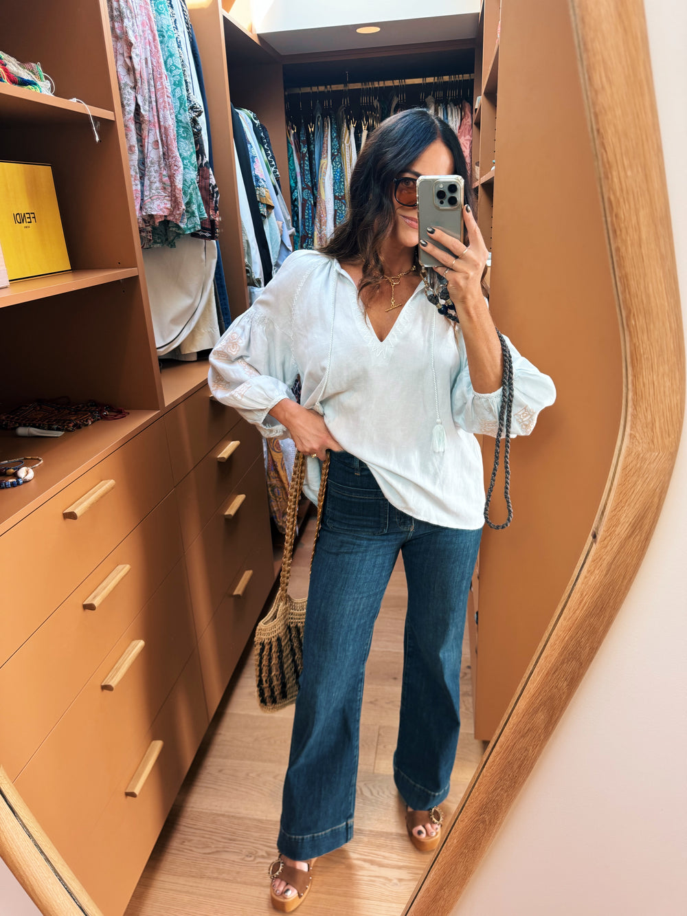 malissa embroidered blouse sky