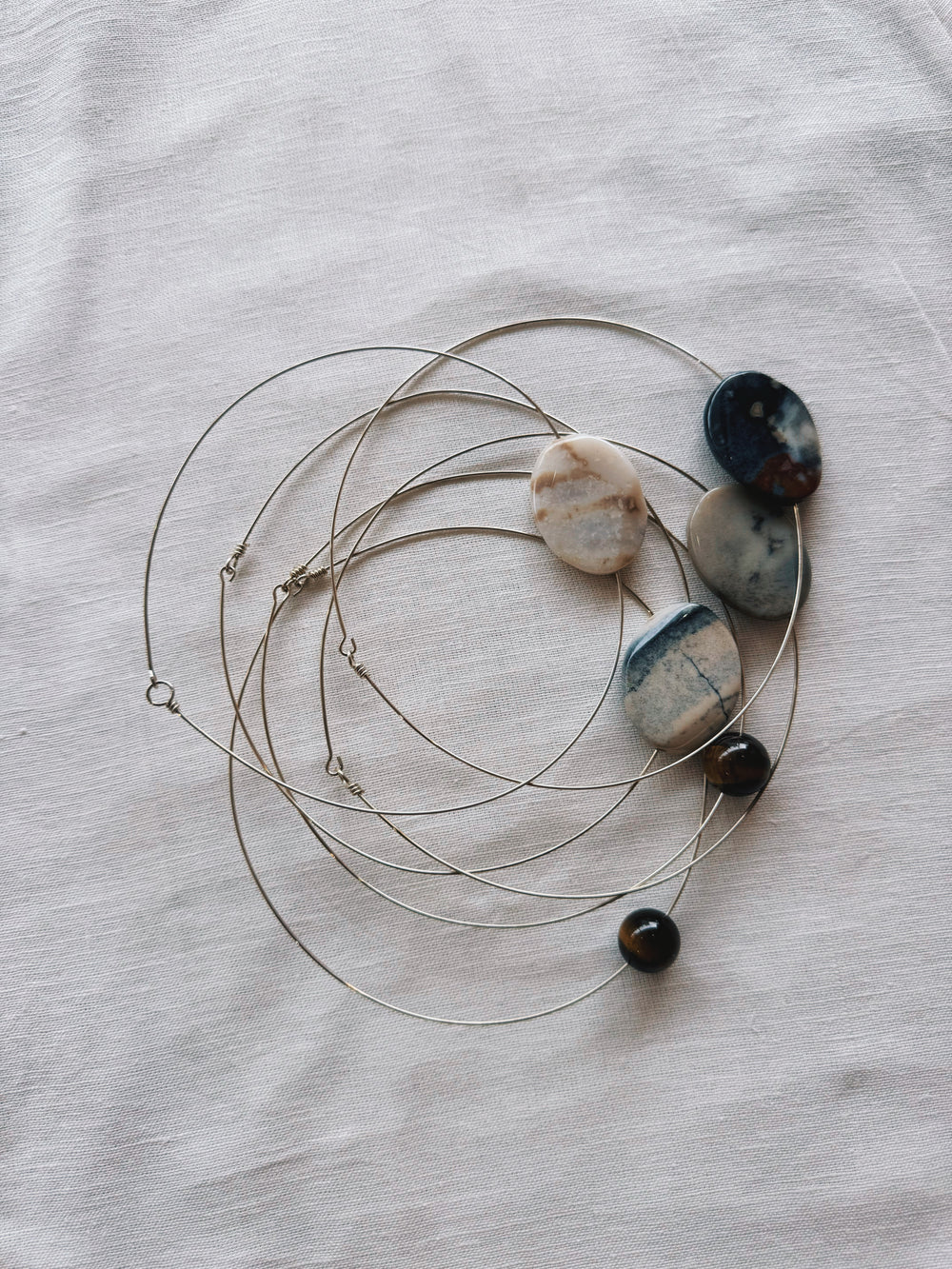 athena & co gem collar necklace silver natural | Boteh